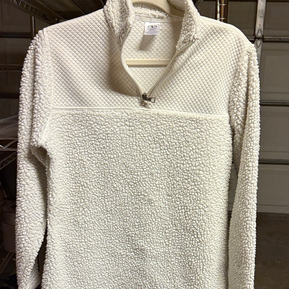 Athletic Works Cream Sherpa Quarter-Zip Sweater
